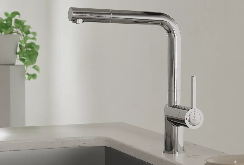 Grifo de cocina monomando con caño extensible, preparada para osmosis