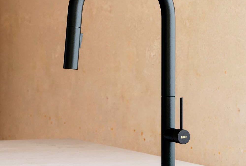 Monomando fregadera extraible negro mate Tube