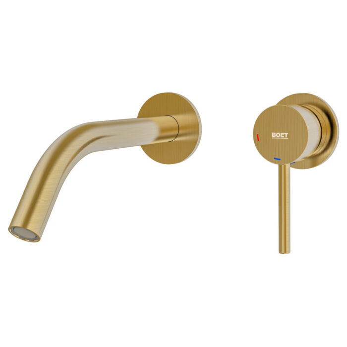 Tube monomando empotrado lavabo sin placa acabado en oro cepillado PVD