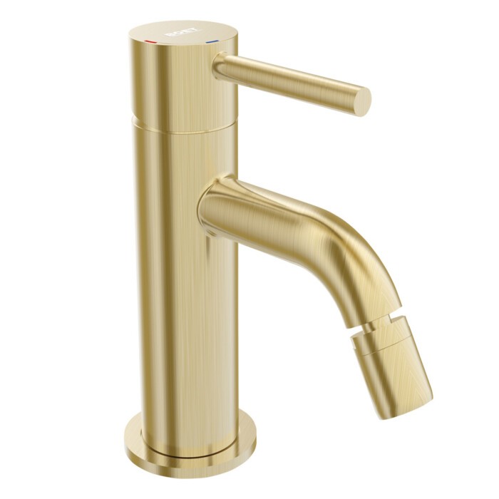 Tube monomando bidé con rótula giratoria acabado oro cepillado PVD