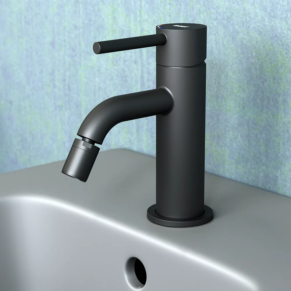 Monomando bidet acabado en negro mate de la colección Tube
