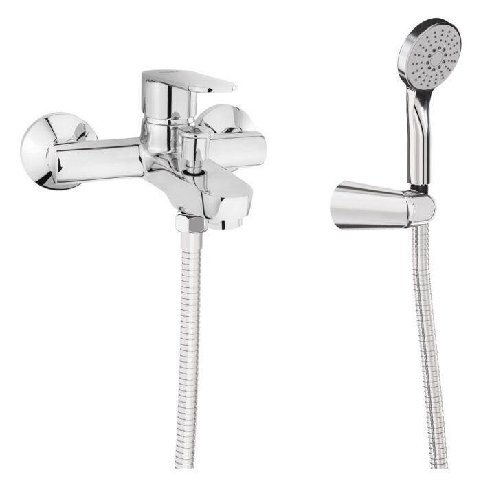 Duo monomando baño con doble apertura y ducha acabado cromo. Inversor automático