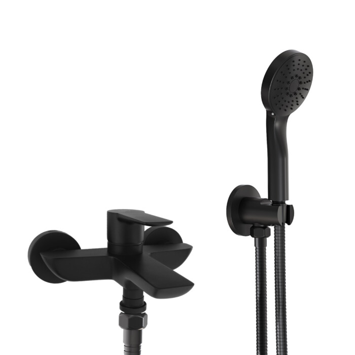 Ares monomando baño y ducha acabado negro mate. Inversor automático