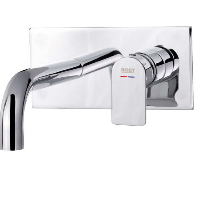 One monomando empotrado para lavabo con placa acabado cromo.