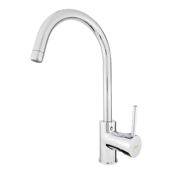 Tubular monomando fregadero con caño cuello de cisne giratorio acabado cromo.