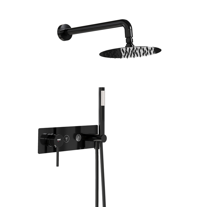Pack tube monomando ducha empotrada push de 2 vías con accesorios: brazo de pared