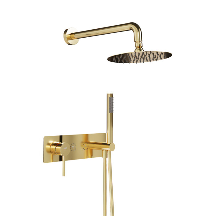 Pack tube monomando ducha empotrada push de 2 vías con accesorios: brazo de pared