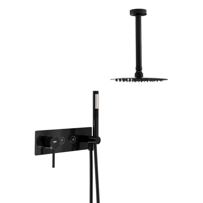 Pack tube monomando ducha empotrada push de 2 vías con accesorios: brazo de techo