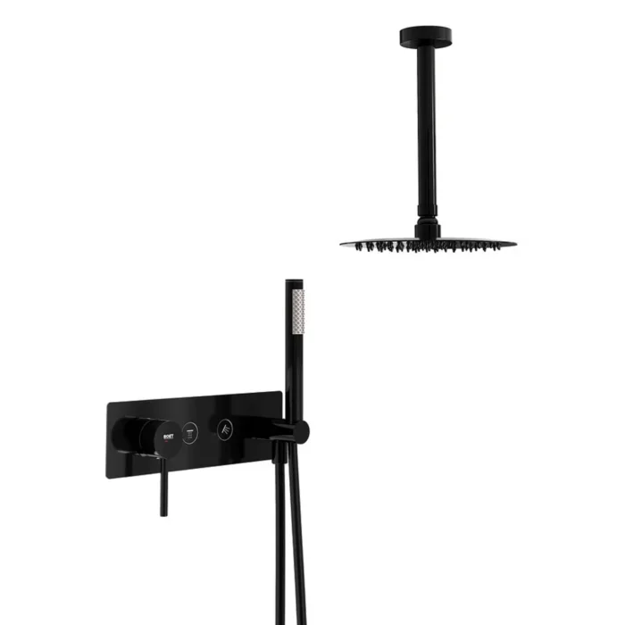 Pack tube monomando ducha empotrada push de 2 vías con accesorios: brazo de techo