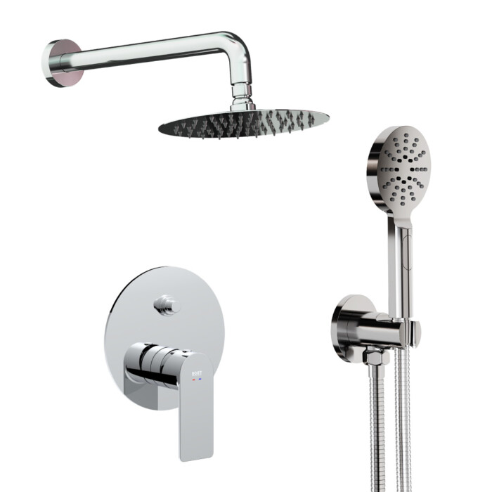 Pack Inoa monomando ducha empotrada push de 2 vías con accesorios: brazo de pared