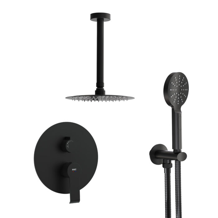 Pack Eros monomando ducha empotrada push de 2 vías con accesorios: brazo de techo