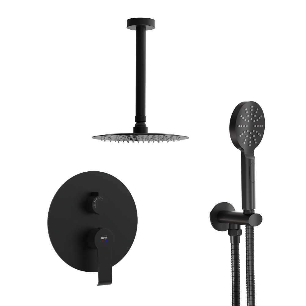 Pack Eros monomando ducha empotrada push de 2 vías con accesorios: brazo de techo