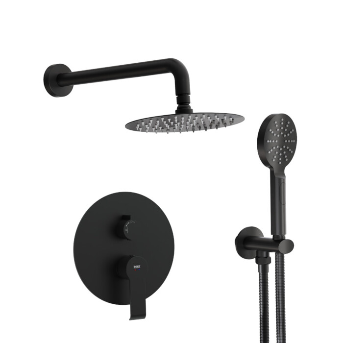 Pack Eros monomando ducha empotrada push de 2 vías con accesorios: brazo de pared