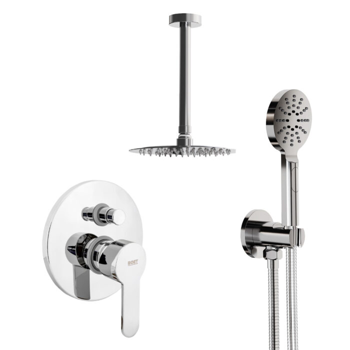 Pack Jet monomando ducha empotrada push de 2 vías con accesorios: brazo de techo