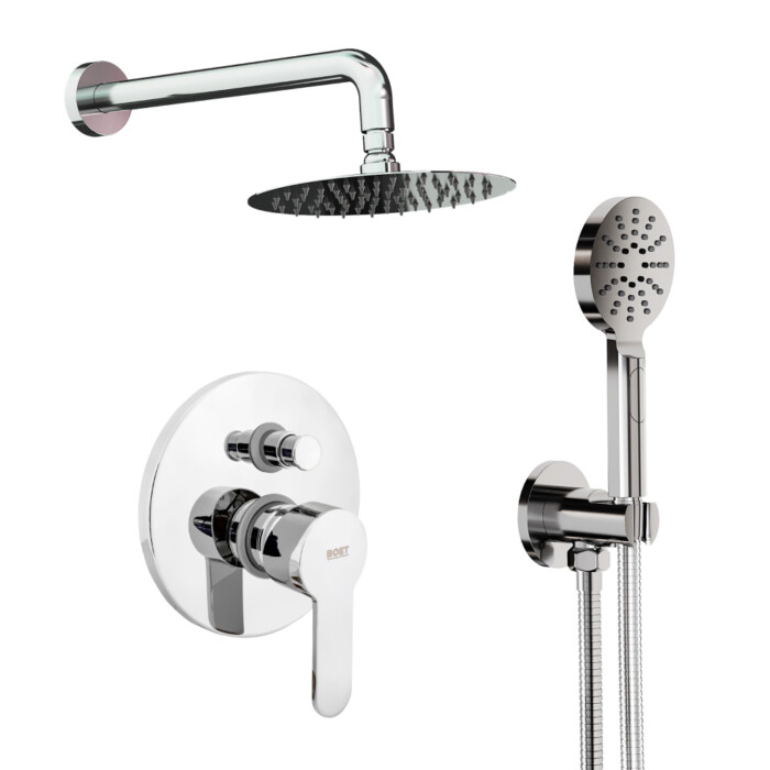 Pack Jet monomando ducha empotrada push de 2 vías con accesorios: brazo de pared