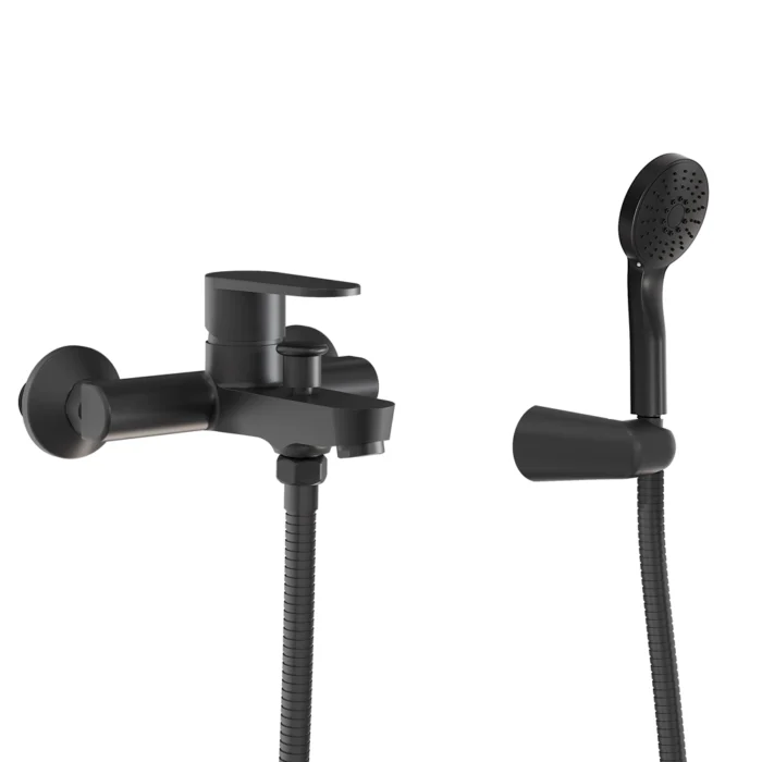 Luca monomando baño-ducha acabado black mate. Inversor automático