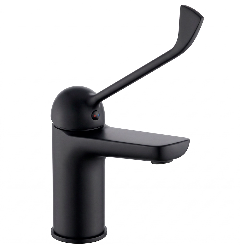 Grifo monomando alto lavabo accesible Aston Boet | Negro Mate