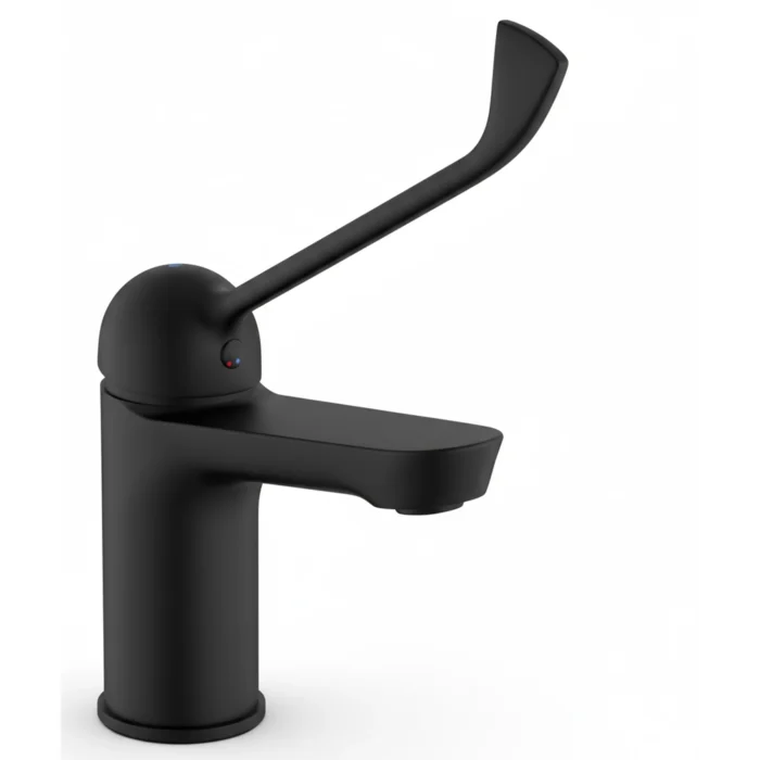 Grifo monomando alto lavabo accesible Duna Boet | Negro Mate