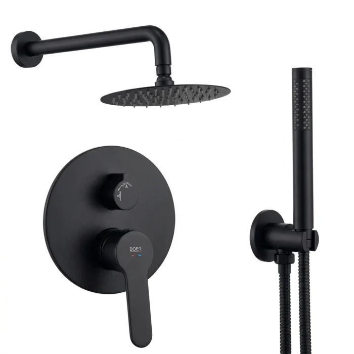 Pack ducha empotrada Duna Boet brazo pared | Negro Mate