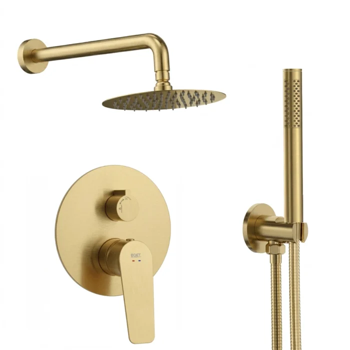 Pack ducha empotrada Aston Boet brazo pared | Oro Cepillado PVD