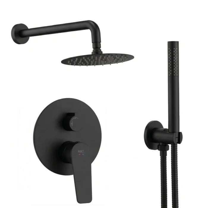 Pack ducha empotrada Aston Boet brazo pared | Negro Mate