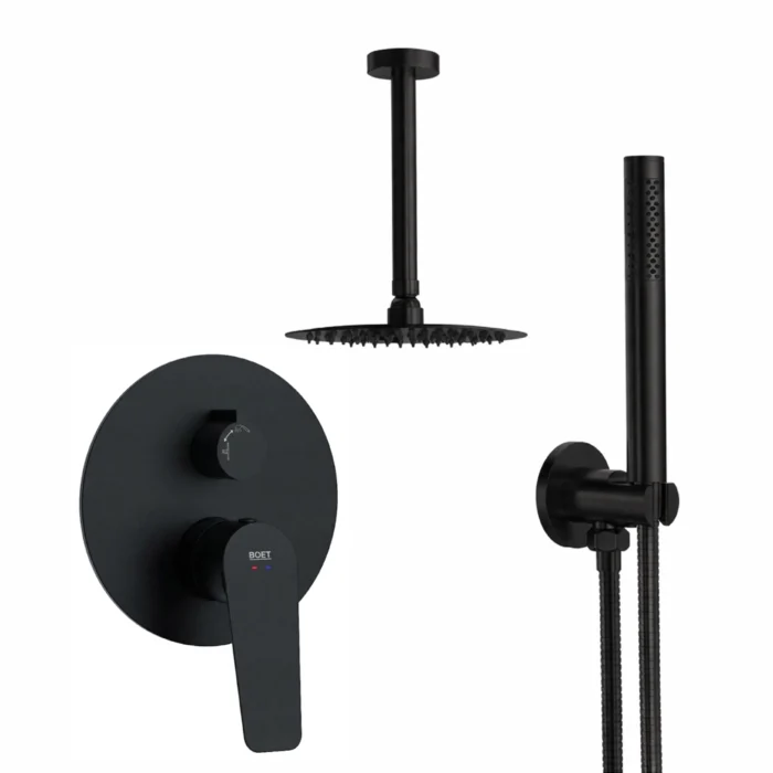 Pack ducha empotrada Aston Boet brazo techo | Negro Mate