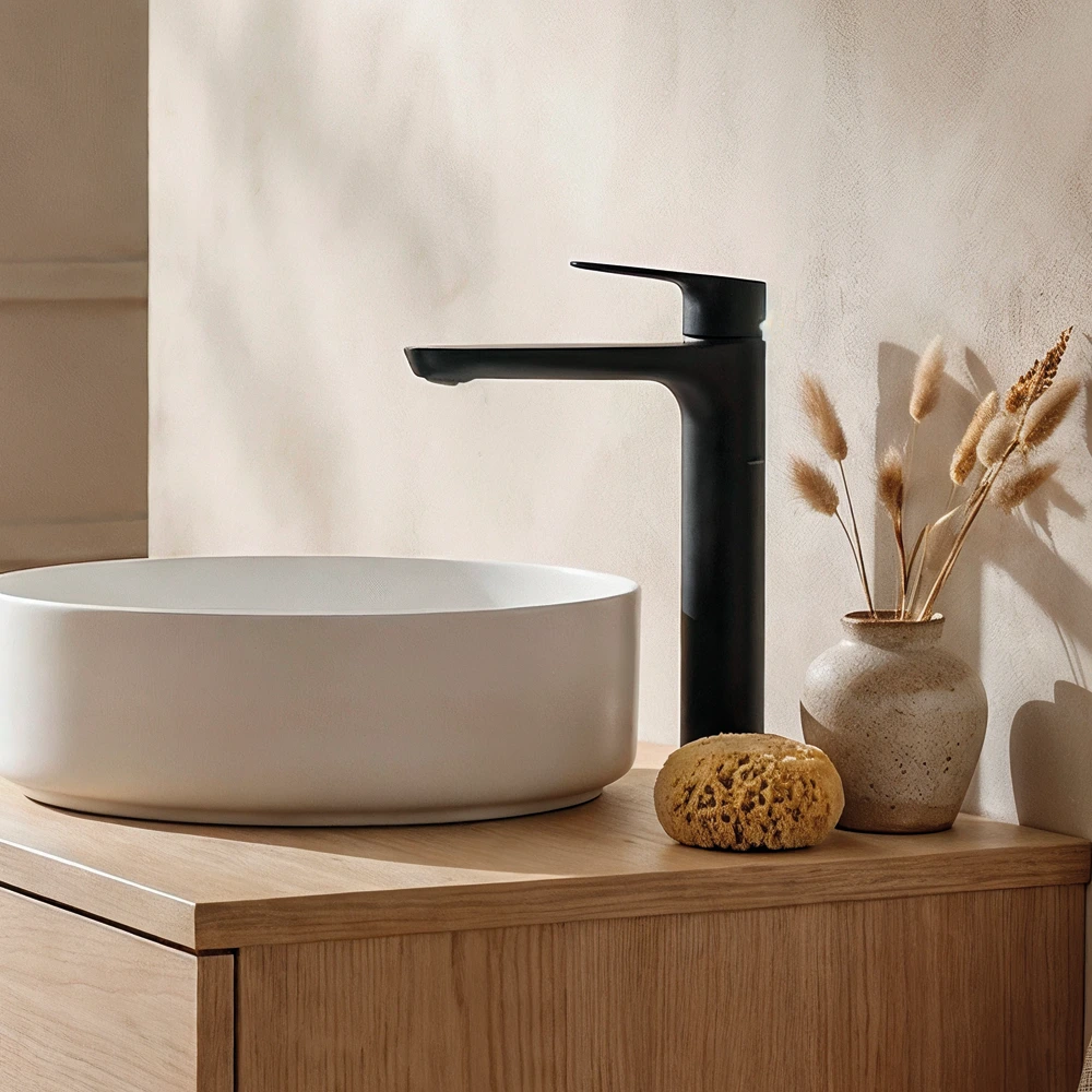 Monomando lavabo XXL Duna, acabado negro mate