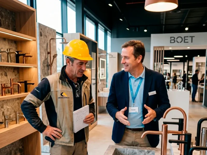 Comercial de Boet asesorando a un cliente en el showroom